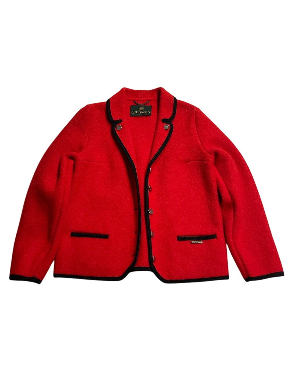 Giesswein Worsted Wool Button Jacket Blazer Womens Medium Red *Tiny Flaw Austria